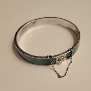 Vintage Green Enamel Bangle Bracelet